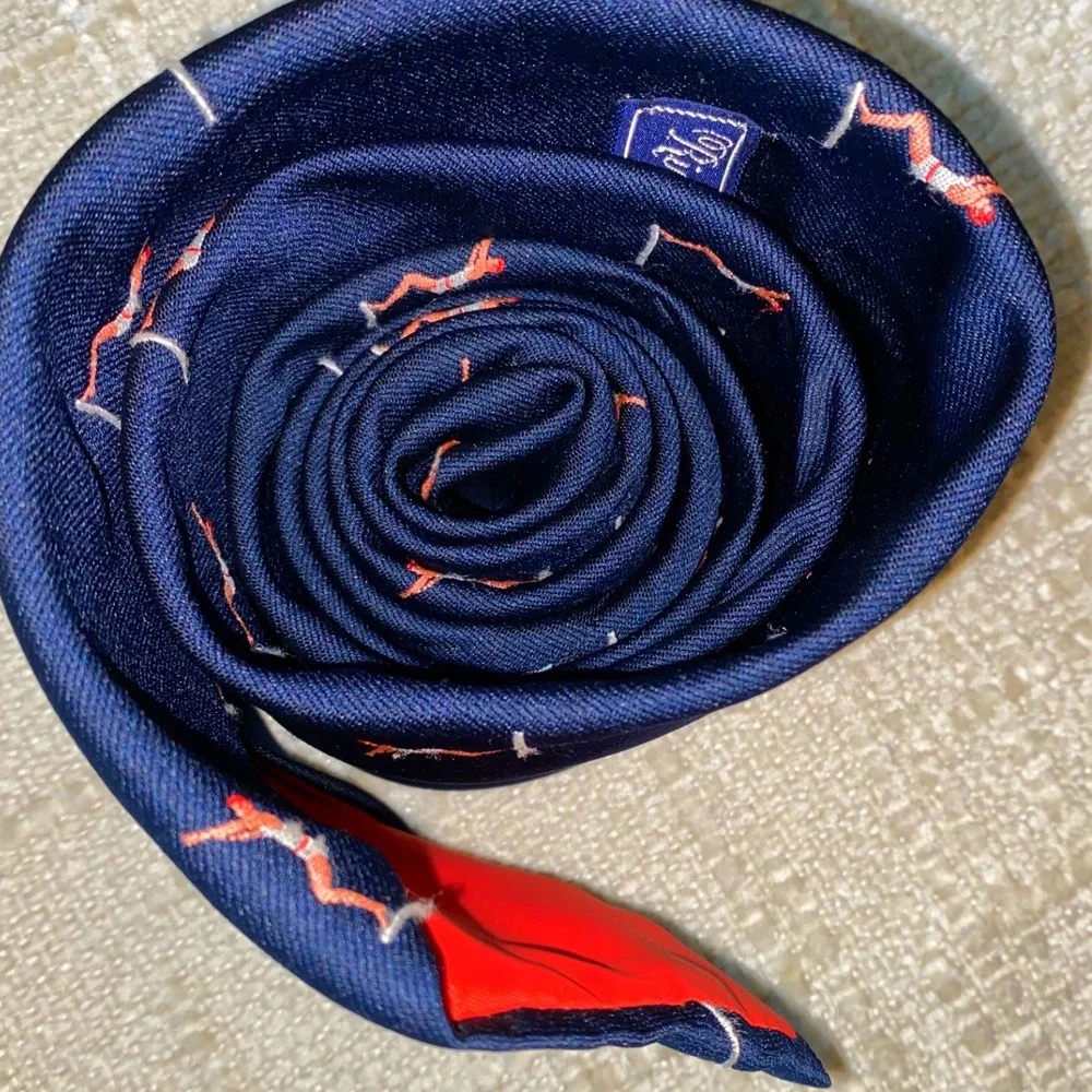 High Diver Necktie Mens OS Navy Blue Novelty Preppy Ivy Style Rivetz of‎ Boston